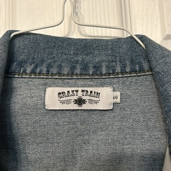 Crazy train leopard denim jacket small - Picture 2 of 3